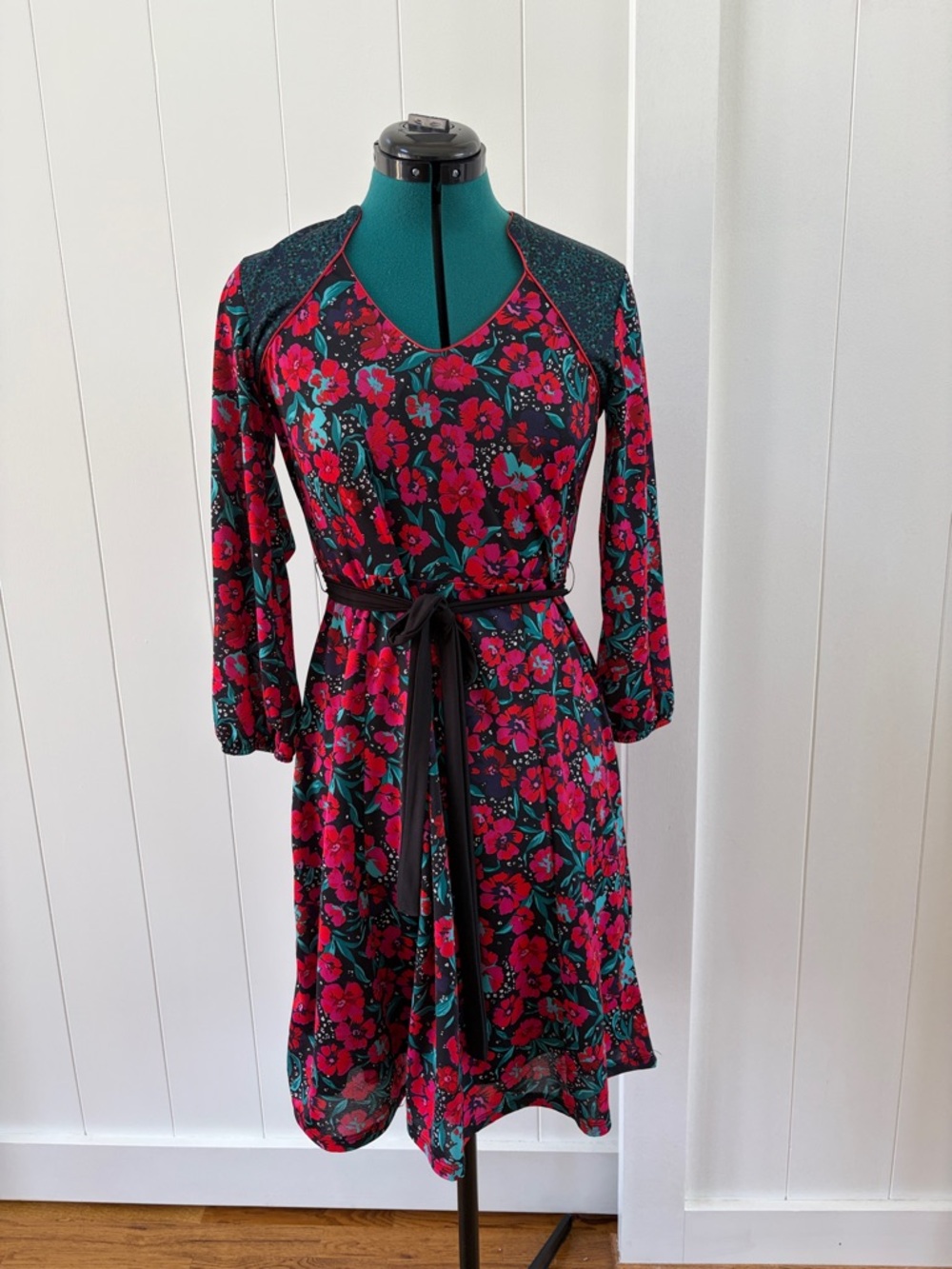 Floral Long-Sleeve Belted Dress